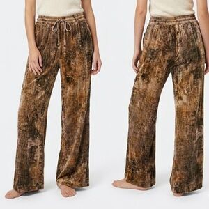 Zara Brown/Bronze Velvet Wide Leg Pants, Women’s Size Small